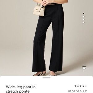 Black Wide-Leg Stretch Ponte Pants
